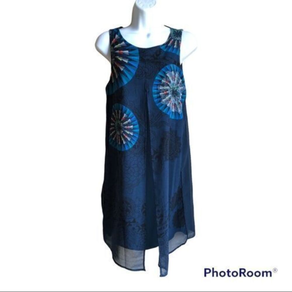 Desigual blue a-line circle print dress 38